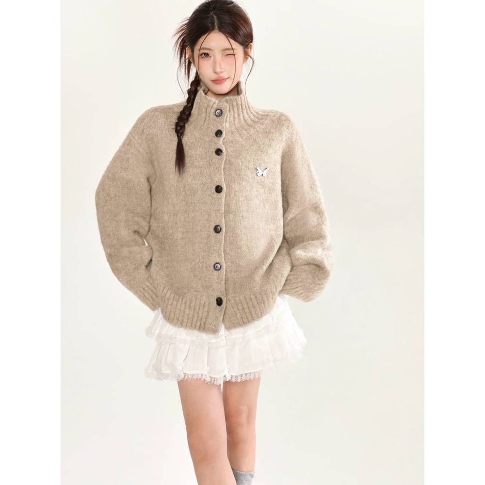 Women's Beige Button-Up Sweater - Picture 2 of 4